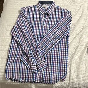 Men's Checkered Button Down Shirt - Blue and Purple